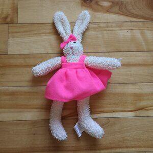VINTAGE Bunny Rabbit with Pink Dress Plush Stuffed Animal